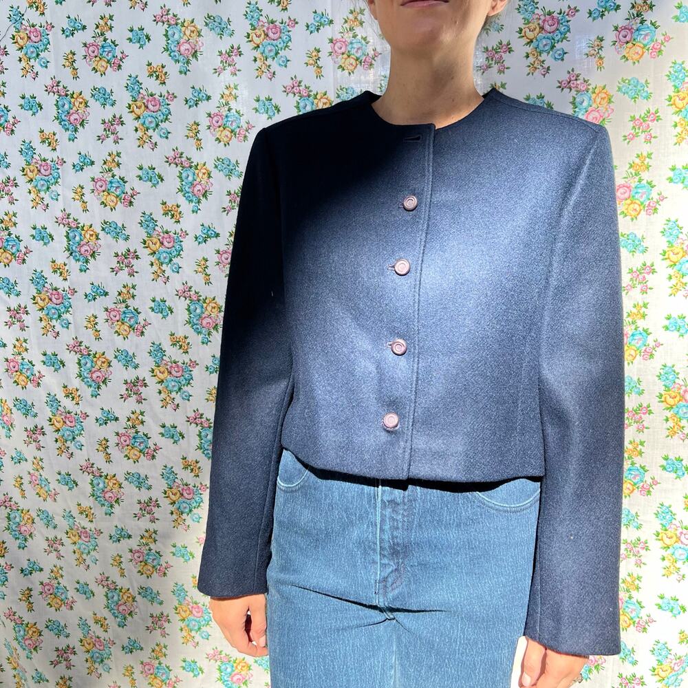 Vintage 80s Pendleton wool cropped navy jacket